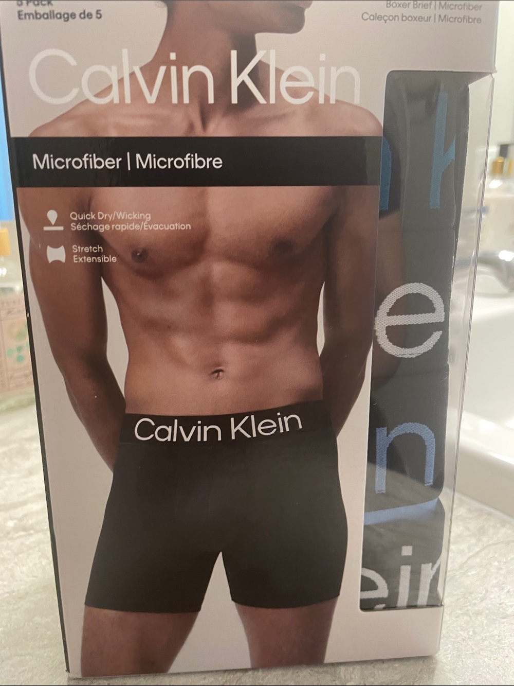 Calvin Klein Black Microfiber Boxer Briefs with Blue Accent
